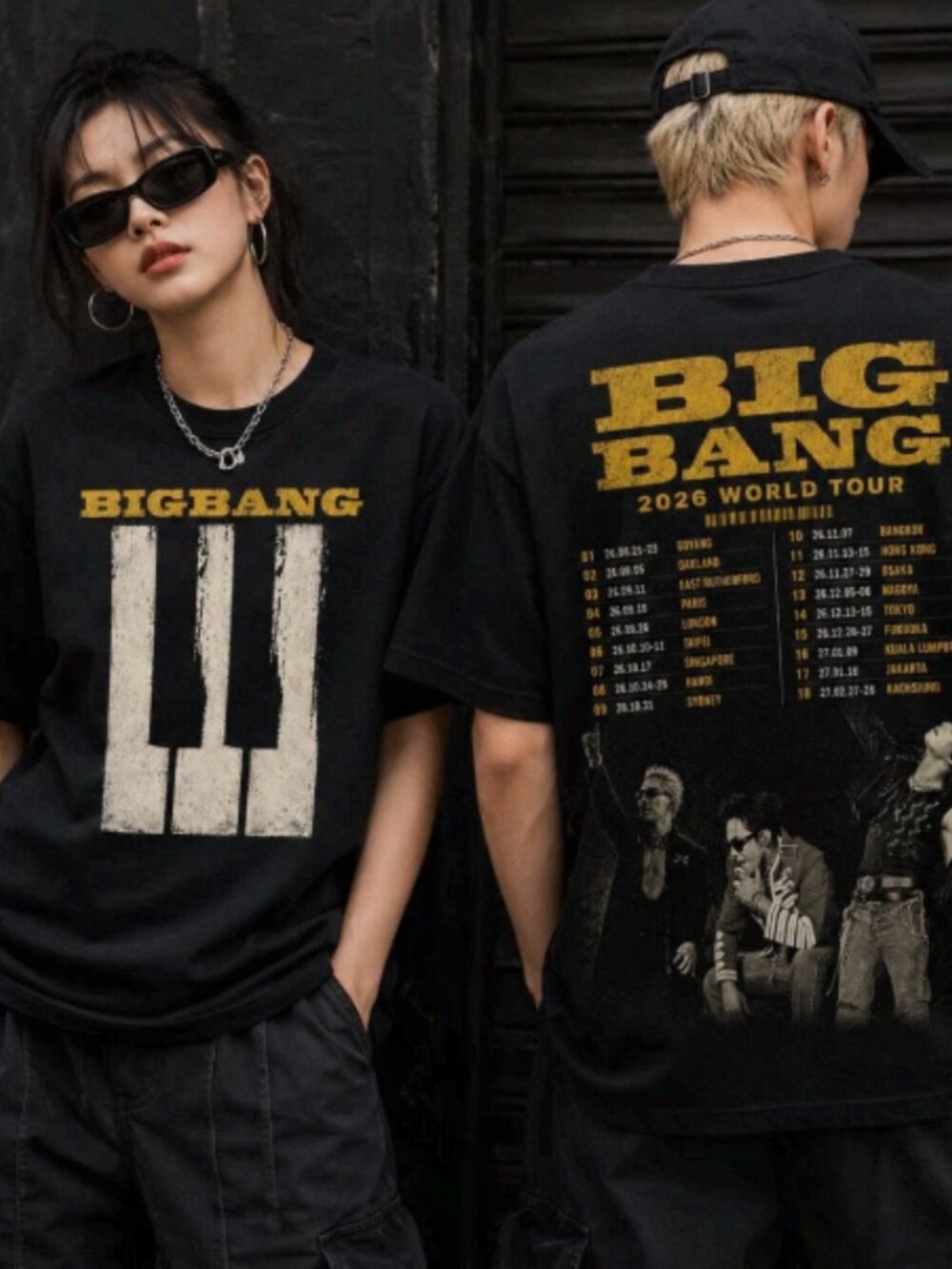 BigBang 2026 World Tour Vintage Concert Black T-Shirt